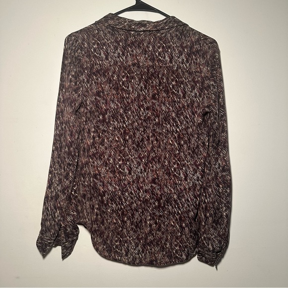 Theory Silk Sheer Button Up Abstract Print Blouse Size S | Minimalist Workwear - Picture 10 of 10